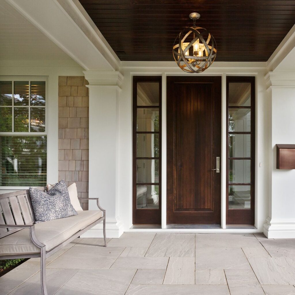 house with brown front door