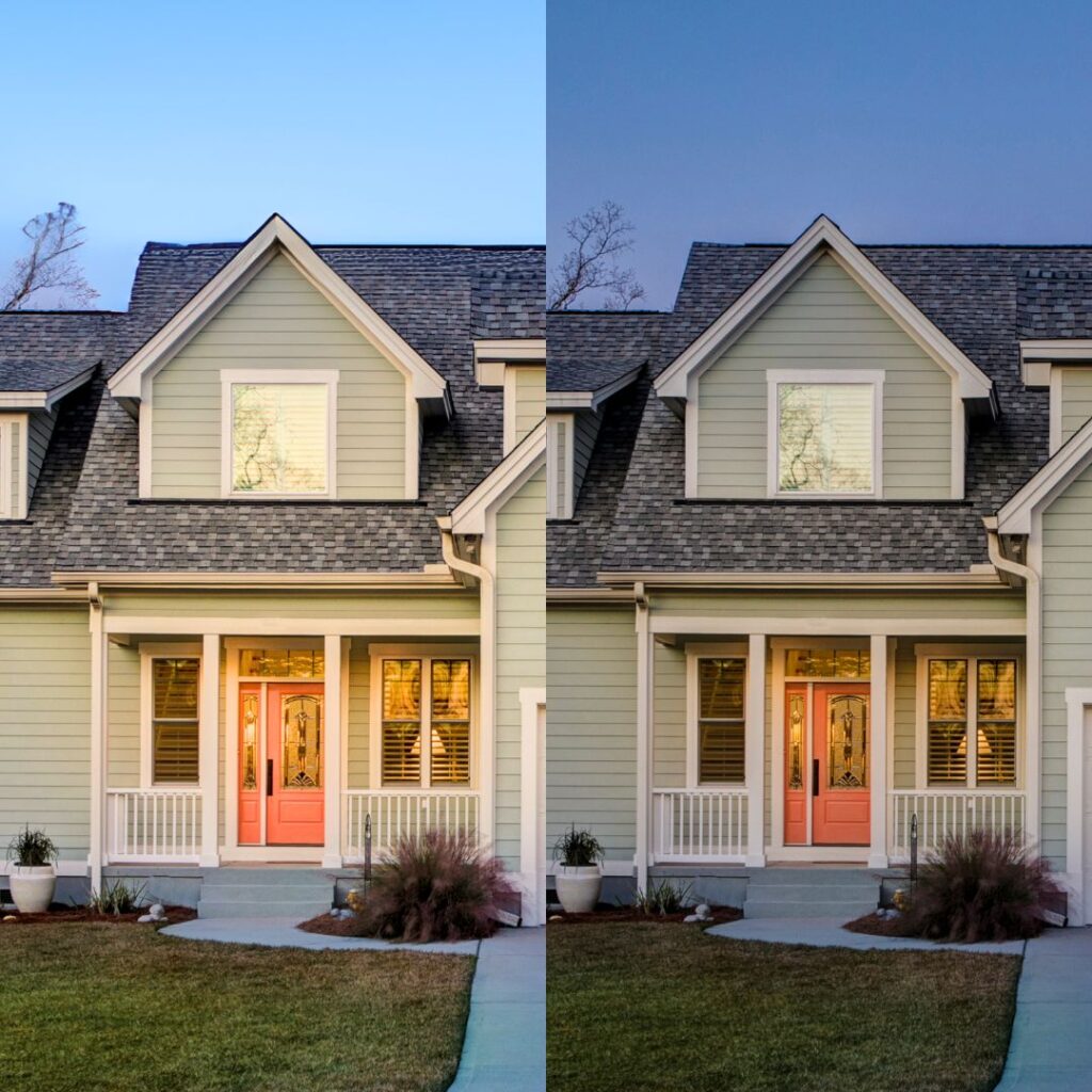 front door paint swatch tested at night and during the day