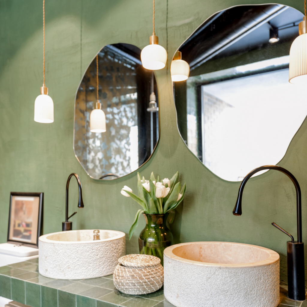 trendy green bathroom interior